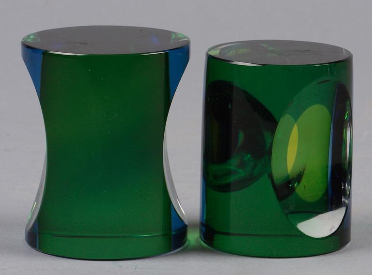 SKULPTURER, 2 st, glas Mona Morales, Kosta.