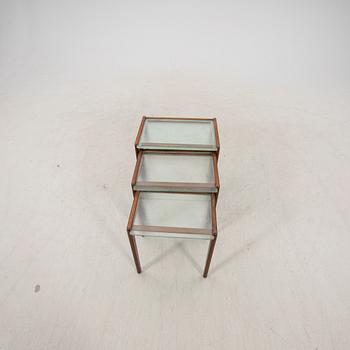 A 1950s mahogany nesting table.