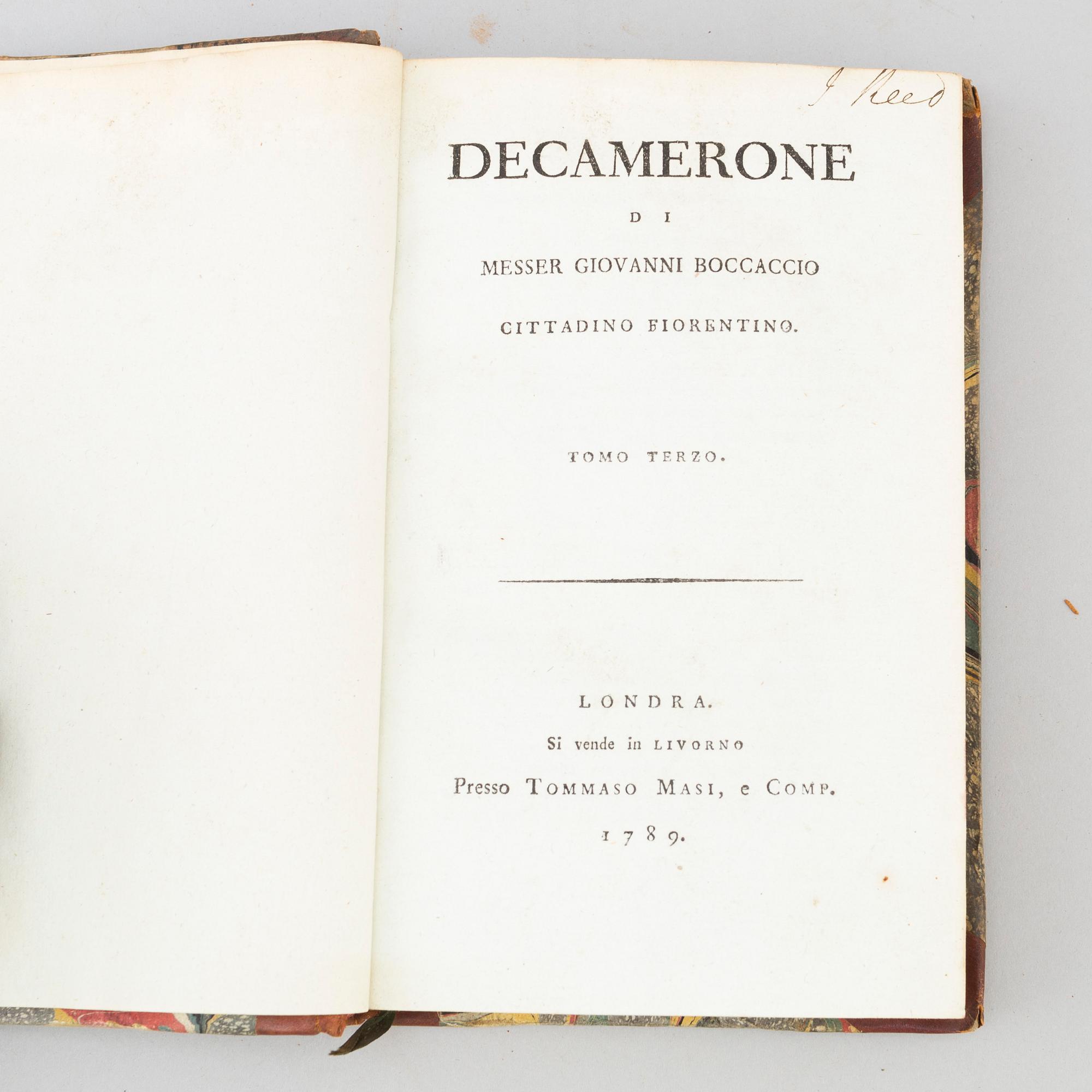 BÖCKER, 4 volymer. Decamerone på italienska, 1789-90.