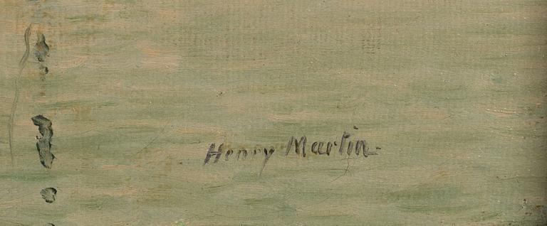 Henry Martin, River Landscape with Barges at Anchor.