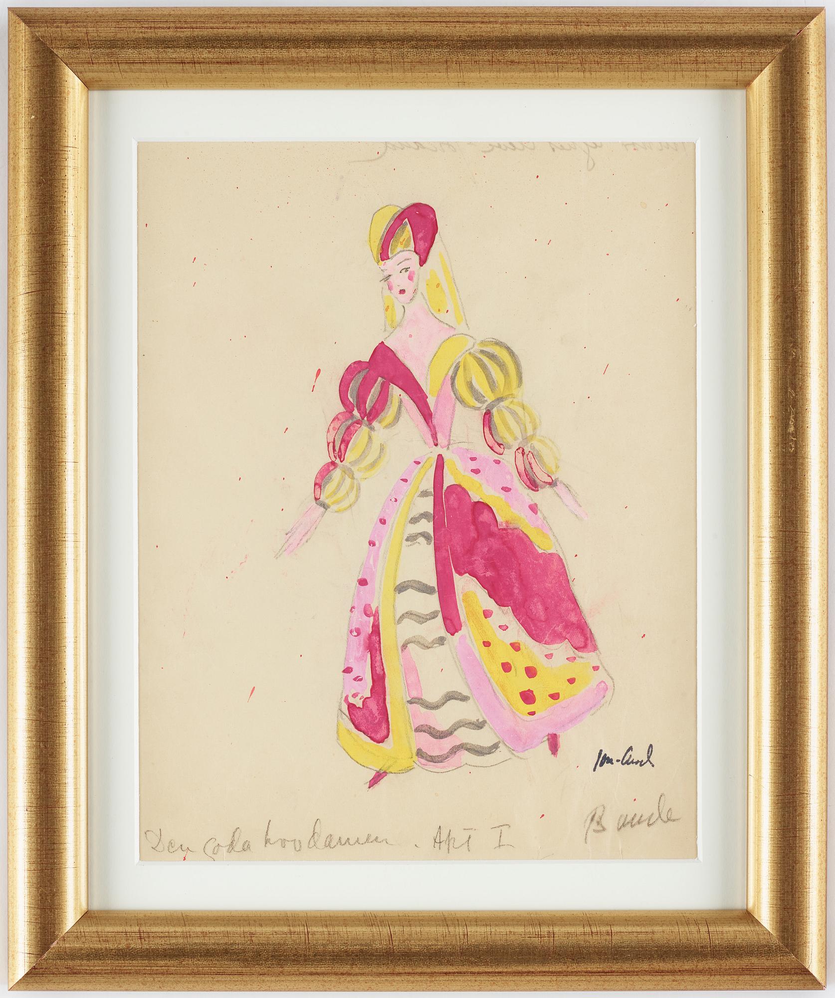 John Jon-And, watercolour/gouache, stapmed signature.