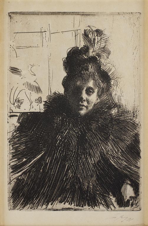 Anders Zorn, etching, 1896, signed in pencil.