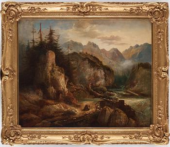 Tysk skola 1800-tal oil on panel.