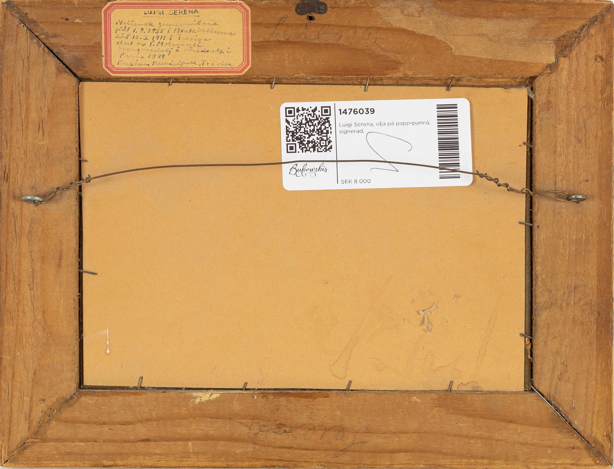 Luigi Serena, oil on paper-panel, signed.