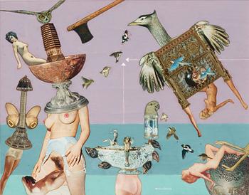 MAX WALTER SVANBERG, mixed media with collage, signed and dated -67.