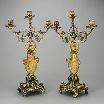 KANDELABRAR, ett par, mässing, 1900-talets andra hälft.
