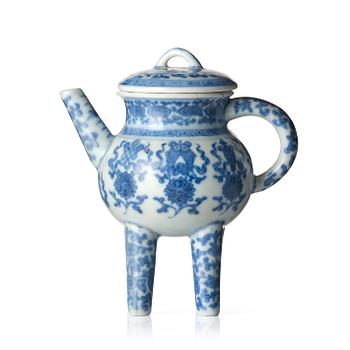 964. A blue and white 'Bajixiang' ewer, Qing dynasty with Qianlong mark.