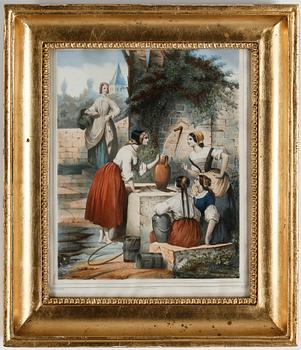 LITOGRAFISKA TRYCK, Tyskland, 1800-tal. En i ram från 1800-talets andra hälft.