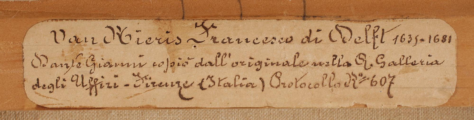 FRANZ VAN MIERIS, efter, olja på duk.