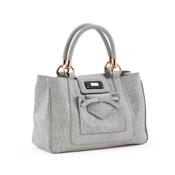 875. EMPORIO ARMANI, a grey lizzard embossed leather handbag.