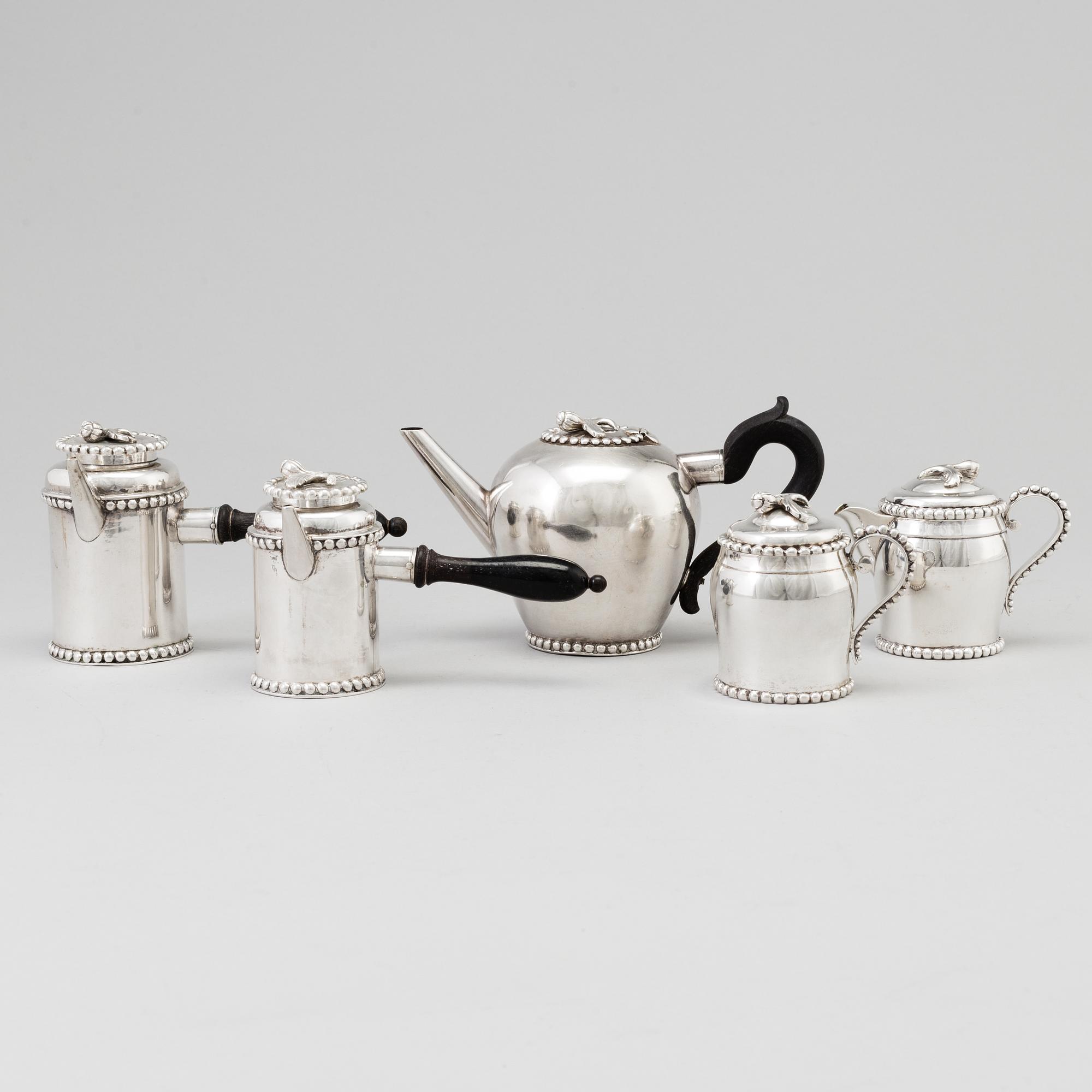TESERVIS, 5 del, silver, Nordeuropa 1700-t slut, dubbelslagen mästarstämpel FI, en del Andrei Bragin St Petersburg 1894.