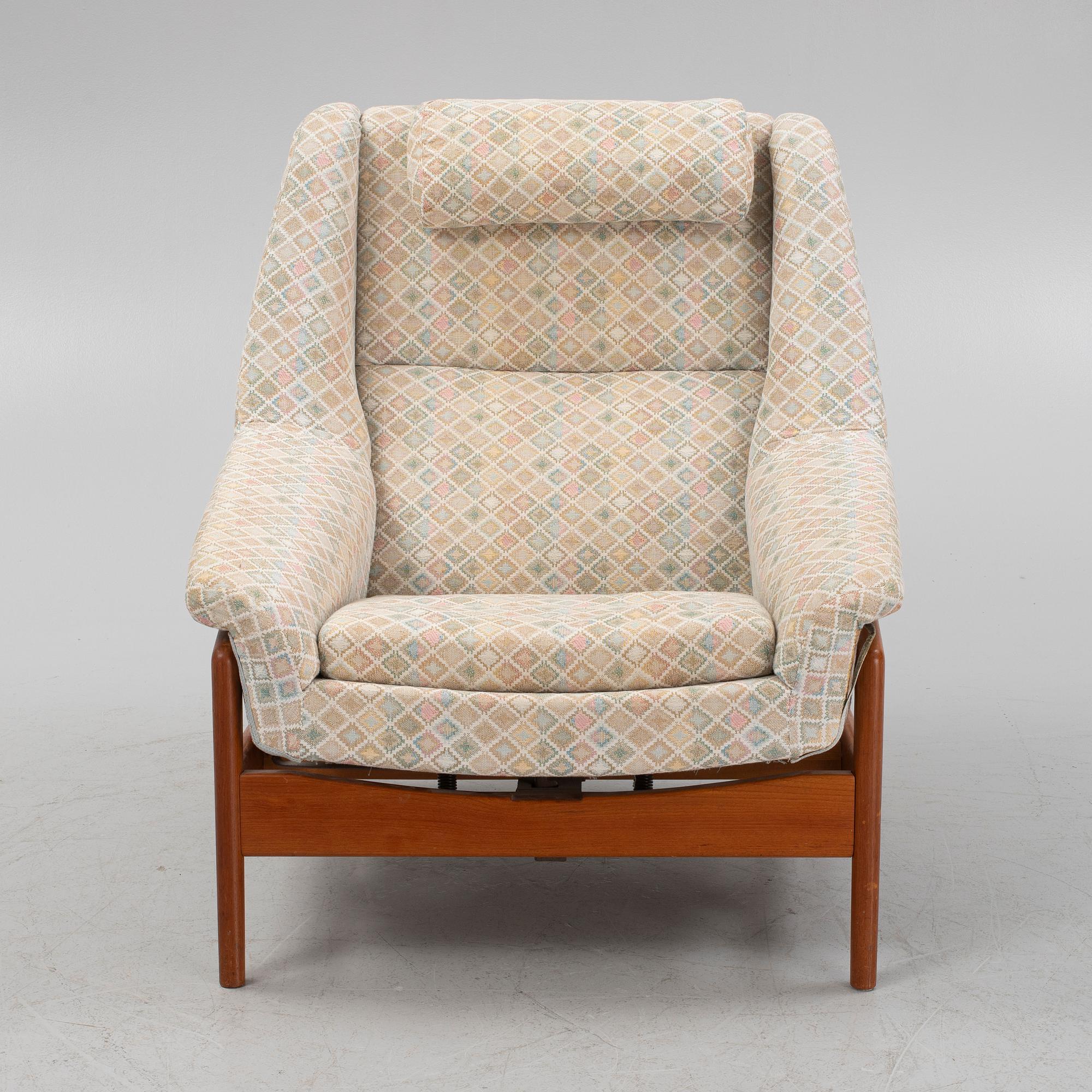 Folke Ohlsson, fåtölj med fotpall, "Profil", Dux, 1960-tal.