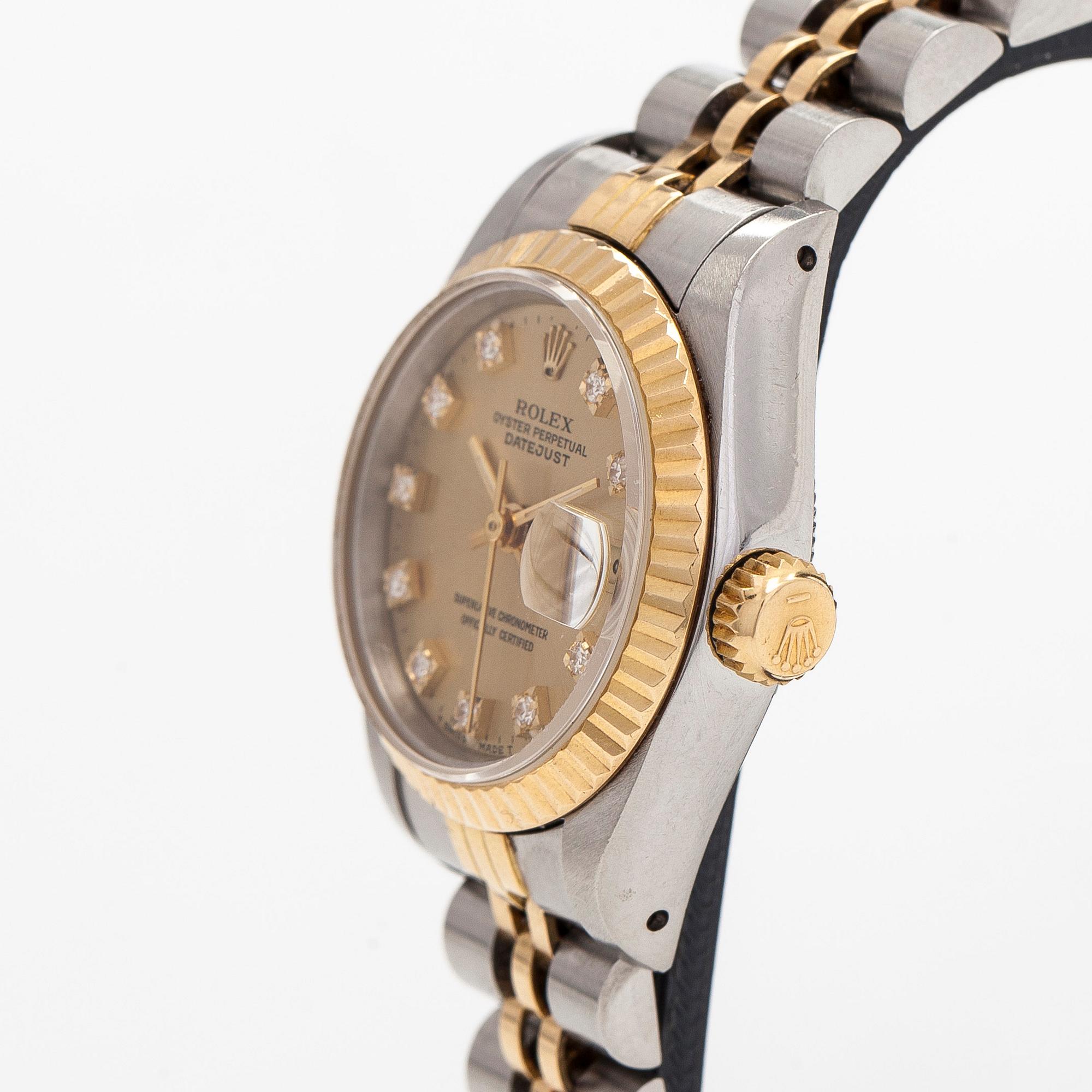 Rolex, Oyster Perpetual Datejust, "Diamond Dial", wristwatch, 26 mm.