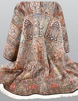 A silk Kashmir carpet, 286 x 265 cm.