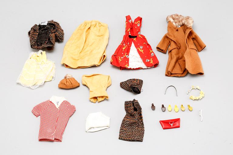 Three Barbie dolls, Mattel, 1960s.