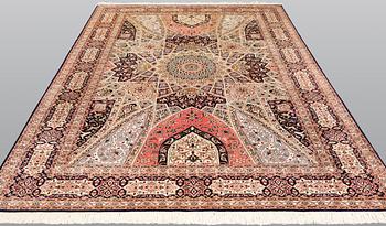 A part silk Tabriz carpet, so called 50 Radj, c. 300 x 200 cm.