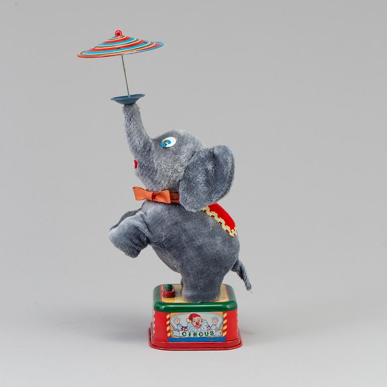 BATTERIDRIVEN LEKSAK, Battery Operated Circus Elephant, Nomura Toys, Japan, 1950-tal.