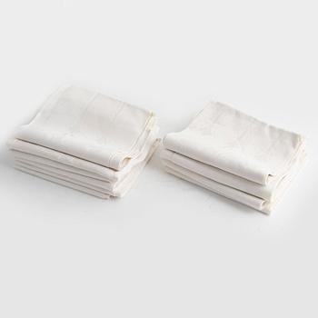 Ten linen damask tea towels, early 20th Century.