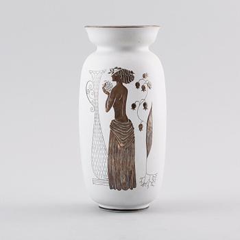 VAS, stengods, "Grazia", Stig Lindberg, Gustavsberg, omkring 1900-talets mitt.