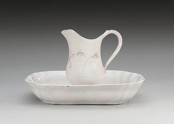 A faiance ewer and basin, 18th Century.
