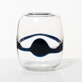 Timo Sarpaneva, a 'blues' glass vase, Finland, signed.