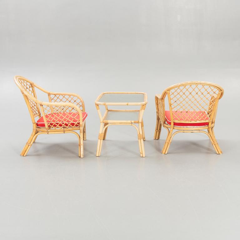 Porch furniture, bamboo, second half of the 20th century, table, 2 chairs.