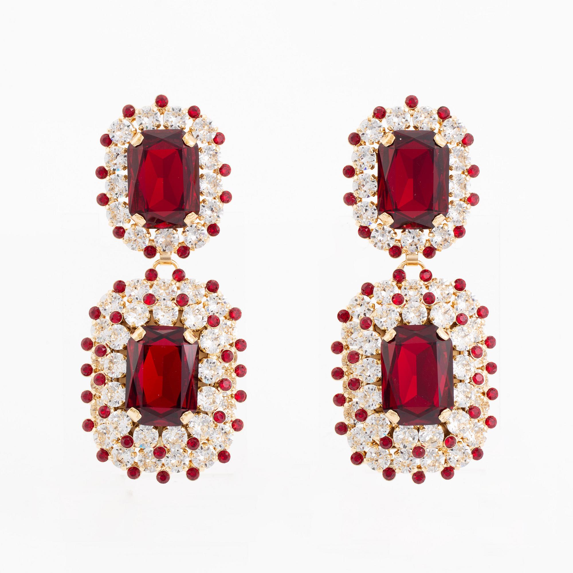 Dolce & Gabbana, large strass earrings.