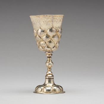 A German early 18th century silver-gilt grape-cup, mark of Carl Wilhelm Hartman, Breslau (1706-1729).