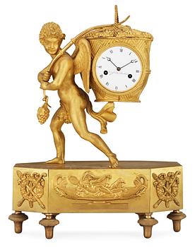 704. A Swedish Empire early 19th century mantel clock.