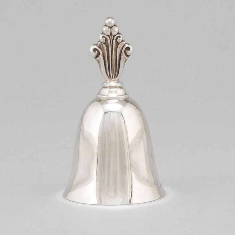 JOHAN ROHDE, a sterling silver table bell Georg Jensen, 1945-77, Denmark.