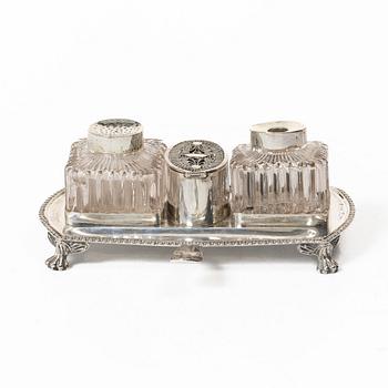 Empire, A Swedish silver inkwell, mark of Jacob Richard Borg, Gävle (active 1815-1858).