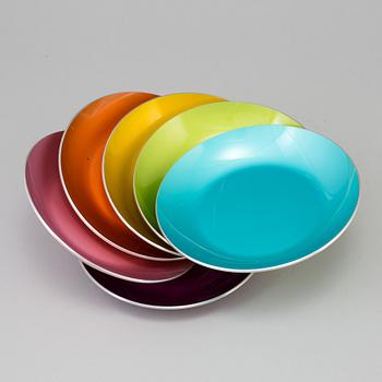 A set of six 1960´s enamel bowls probably from Emalox Norway.