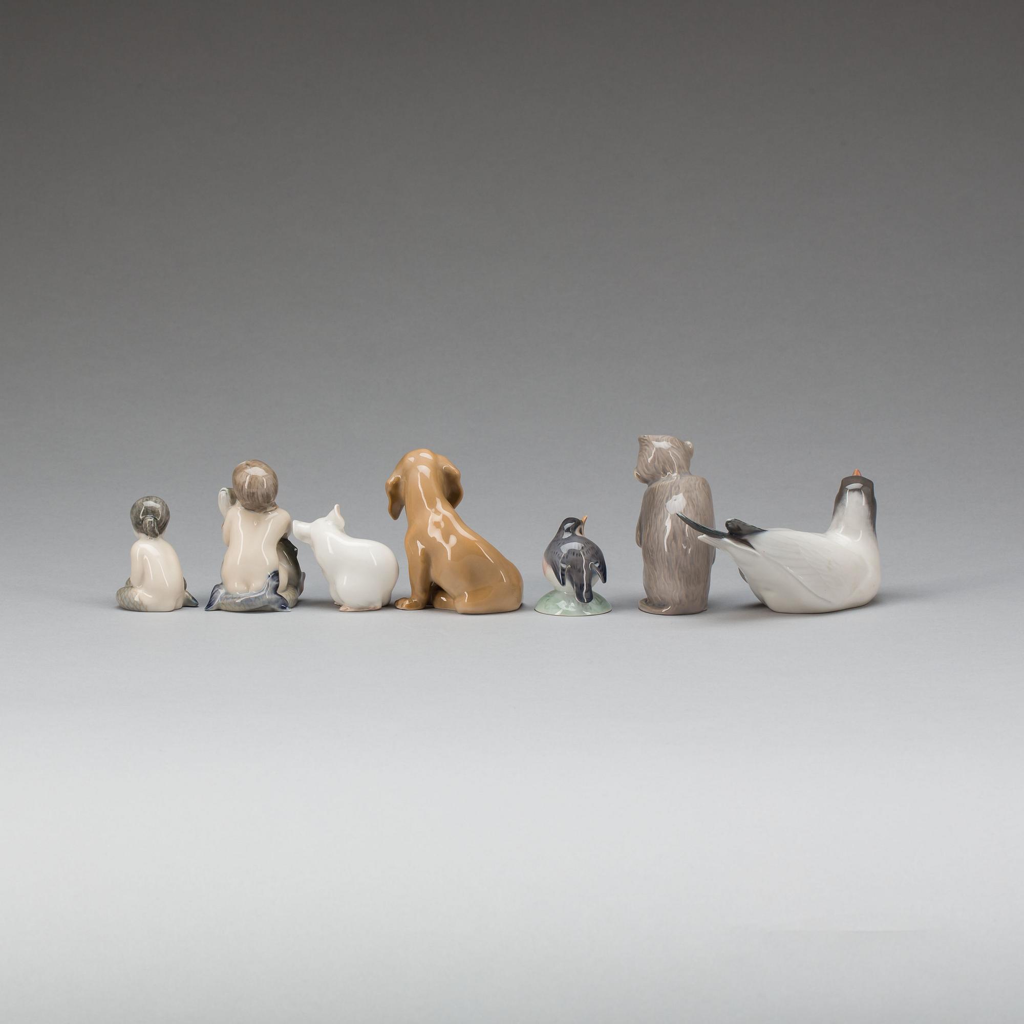 FIGURINER, 7 st. Porslin, Royal Copenhagen och Bing & Gröndahl.