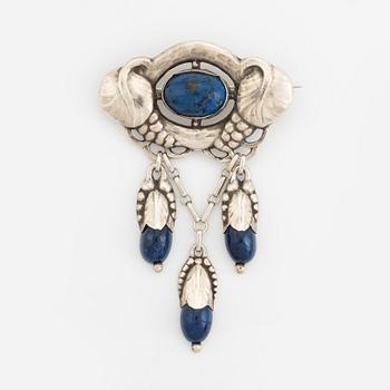Brooch, Evald Nielsen for  S. L. Jacobsen, silver, jugend.