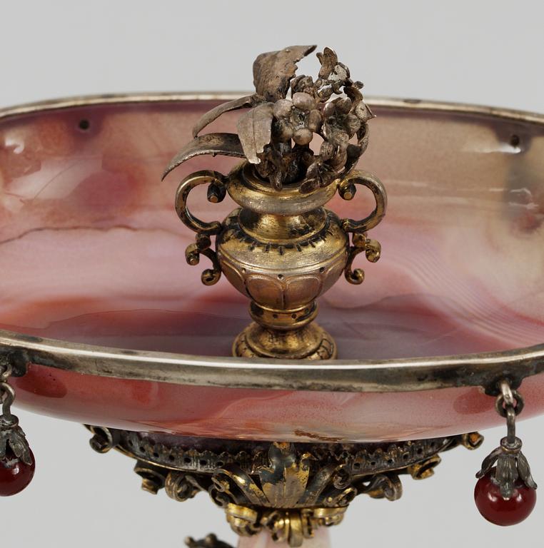 A Baroque-style agate and metal cup.