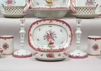 A famille rose dinner service, Qing dynasty, Qianlong (1736-95). (56 pieces).