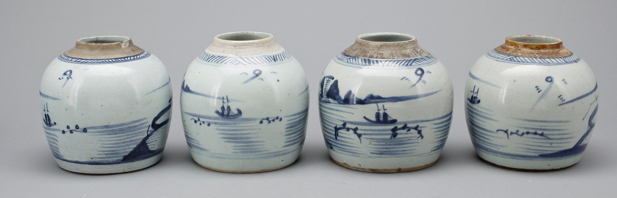KRUS, 4 st. porslin, Kina. 1800-tal.