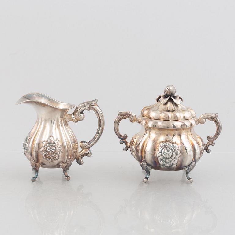 An Austrian silver coffee pot, tea pot, cream jug and sugar bowl, Vienna 1826.