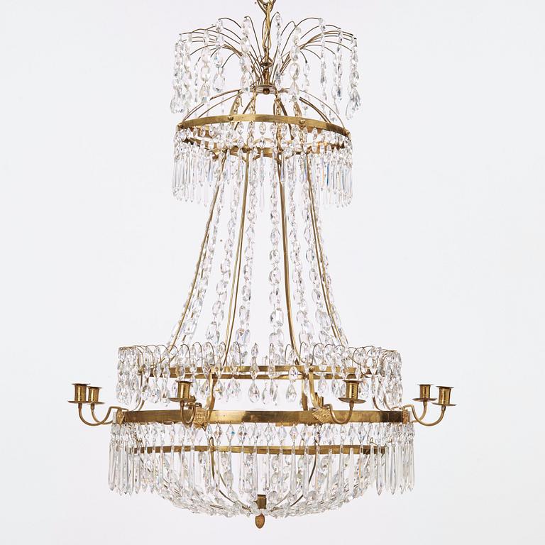 A late Gustavian circa 1800 nine-light chandelier.