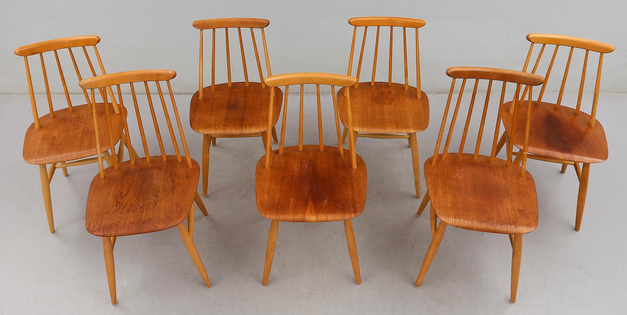 STOLAR, 7 st (5+2), "Fanett", Ilmari Tapiovaara, Edsbyverken, 1900-talets andra hälft.