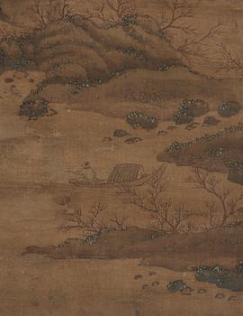 RULLMÅLNING, landskap målat i Song-stil, Qingdynastin, troligen 17/1800-tal.