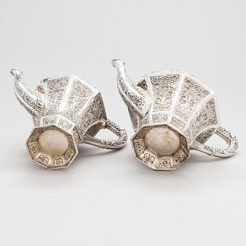 Te- och kaffeservis, 4 delar, silver, Tyskland 1900-talets första hälft.
