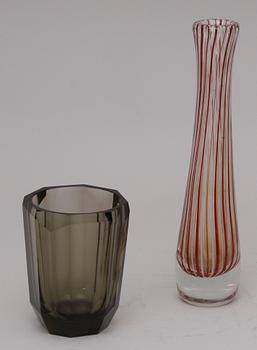 VASER, glas, 2st. Bla Eda glasbruk 1938.