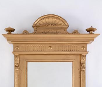 An end of the 19th Century rennaisance style bronzed mirror-.