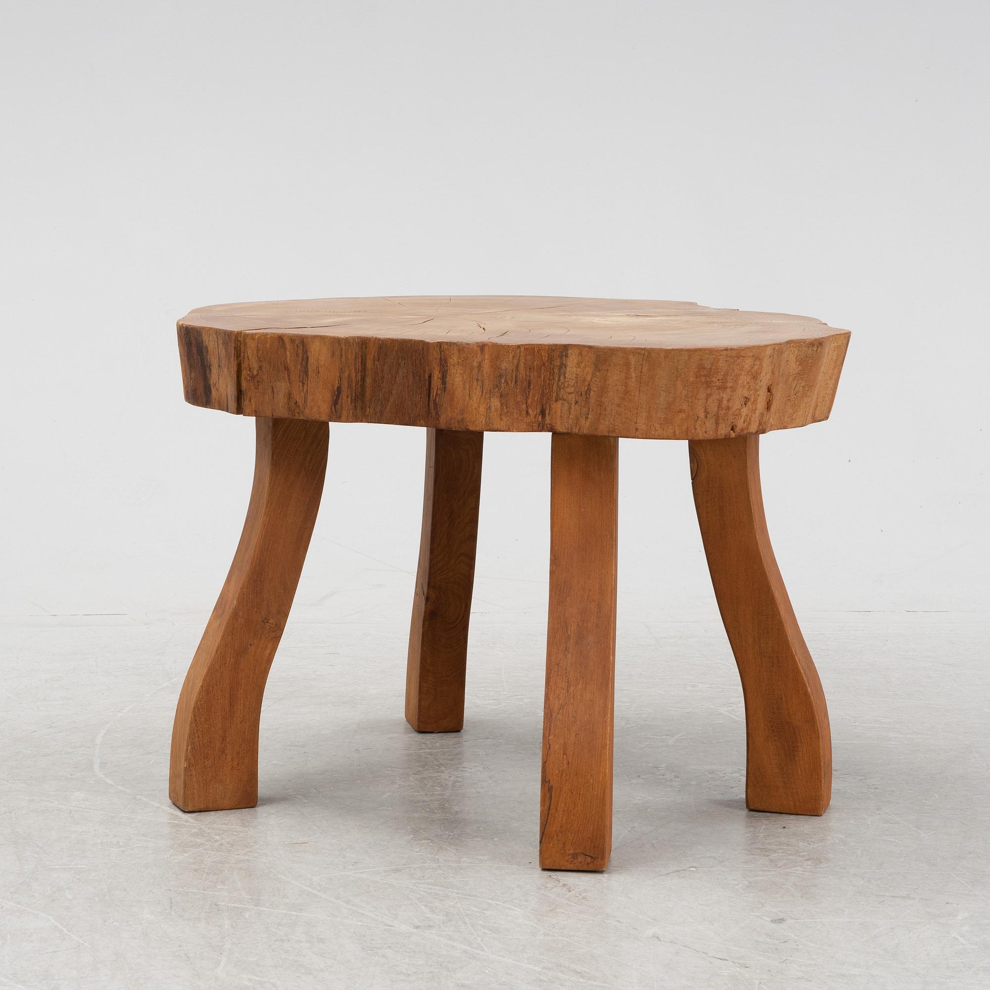 Carl-Axel Beijbom, an elmwood coffee table, Simlingegården Klagstorp, signed and dated 1964.