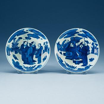 A set of two blue and white dishes, Ming dynasty, Tianqi (1621-27)/Chongzhen (1628-44).