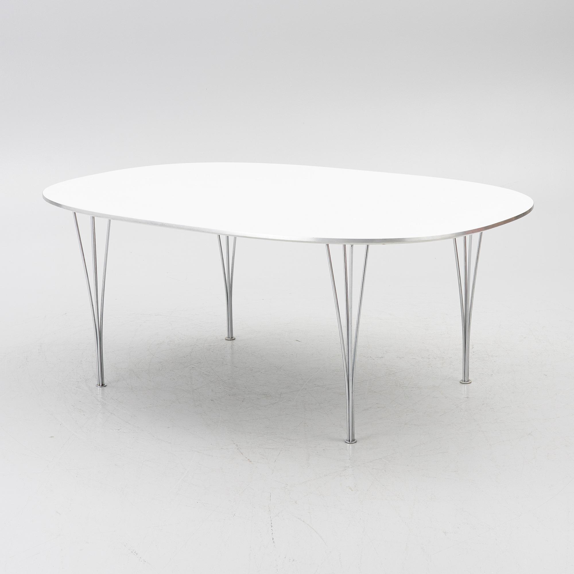 Bruno Mathsson, & Piet Hein, a dining table, 'Superellipse', Fritz Hansen, Denmark, 1988.