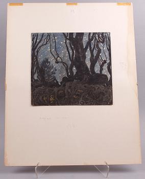 PARTI TECKNINGAR och GRAFIK 6 delar. Bla 2 teckningar av Gunnar Hallström. 1800/1900-tal.