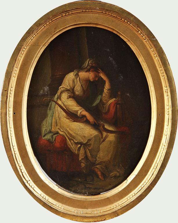 OKÄND KONSTNÄR, olja på pannå, 1800-tal.