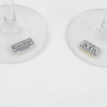Bertil Vallien, 18 wine glasses 'Chateau' from Kosta Boda, Sweden.